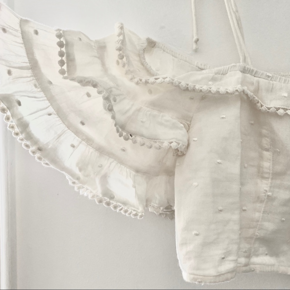 American Eagle Boho Hippie Cream Ruffled Crop Top
